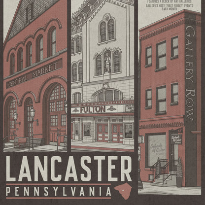 Lancaster Red Rose City Travel Poster Limited Edition Print - Nick Fasnacht Illustration & Design