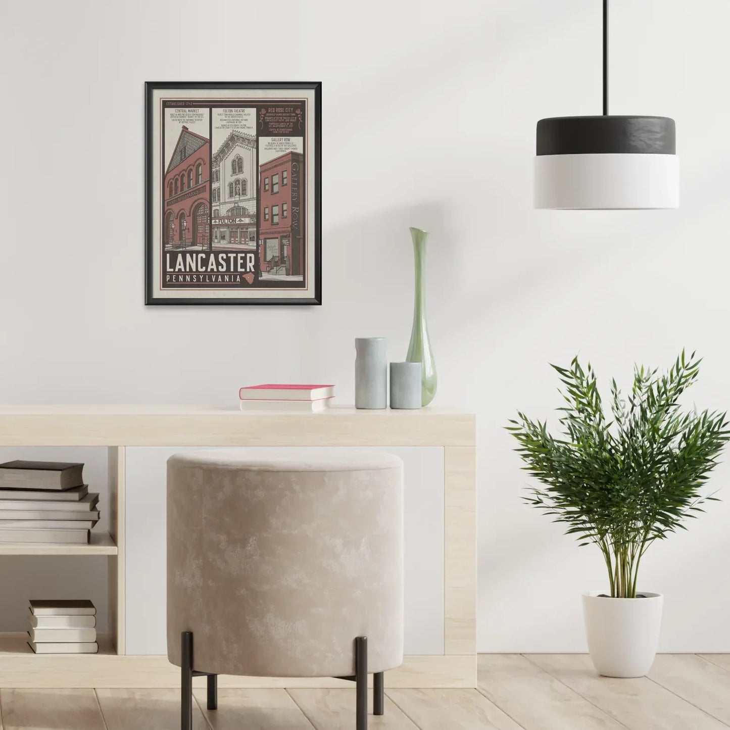 Lancaster Red Rose City Travel Poster Limited Edition Print - Nick Fasnacht Illustration & Design