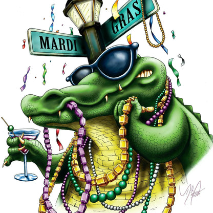 "Mardis Gras Gator" Limited Edition Print - Nick Fasnacht Illustration & Design