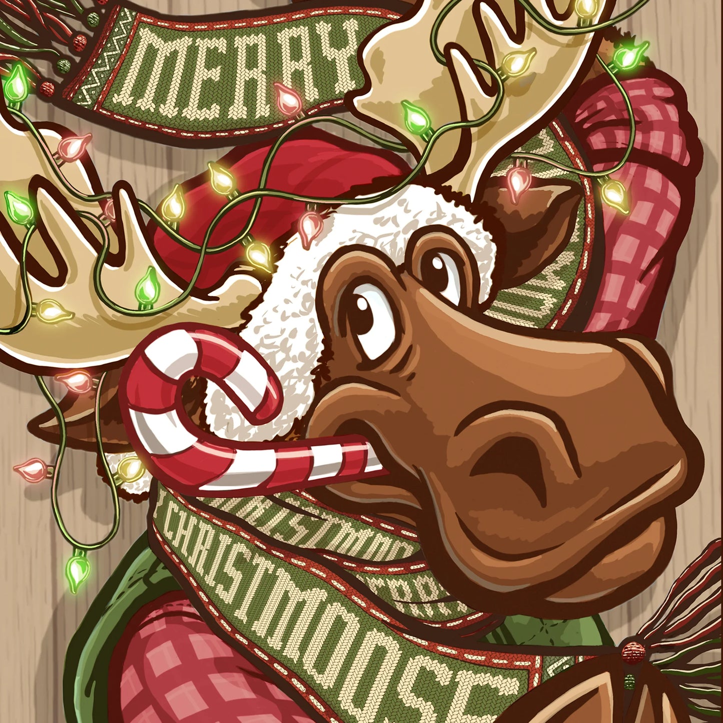 "Merry ChristMOOSE" Christmas Print - Nick Fasnacht Illustration & Design