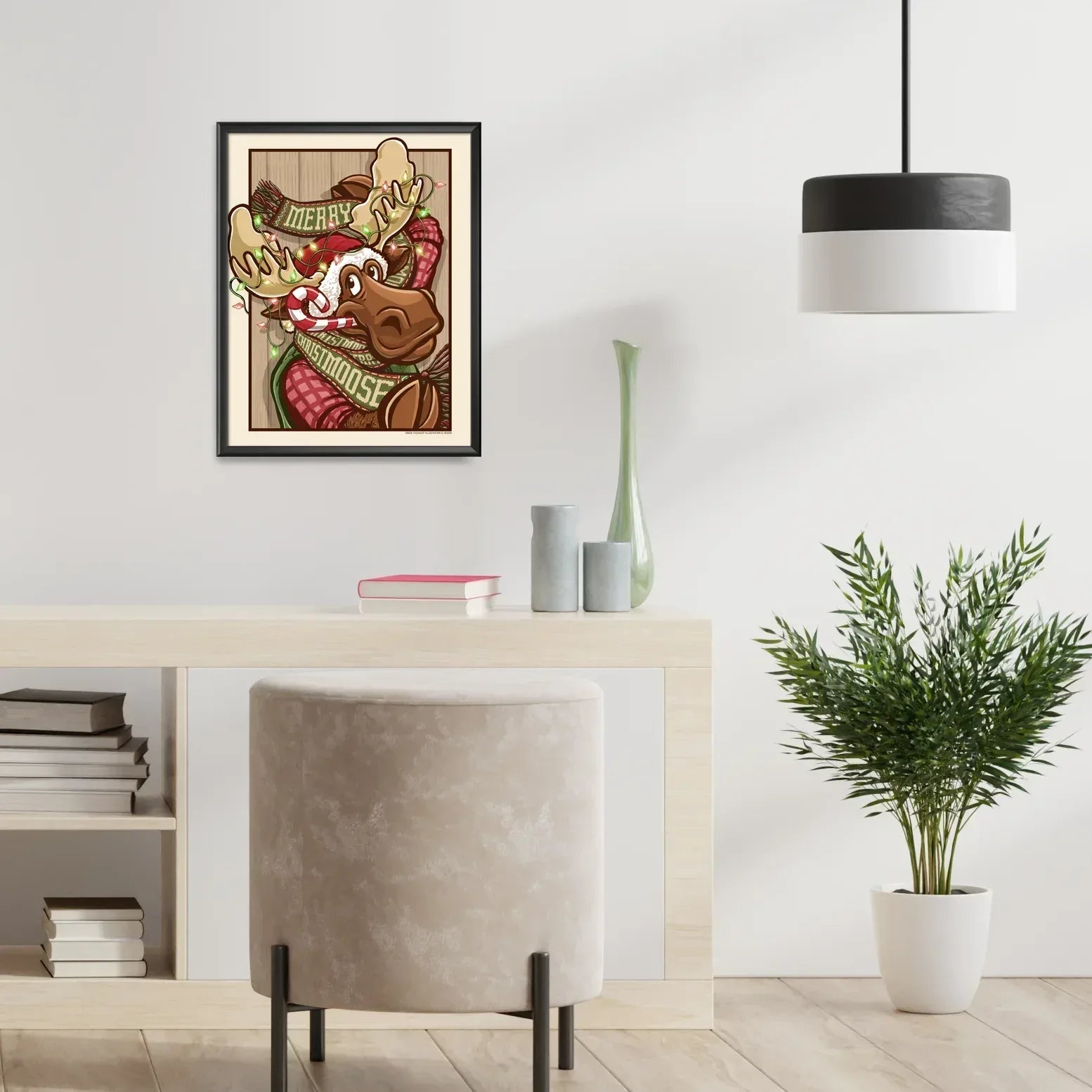 "Merry ChristMOOSE" Christmas Print - Nick Fasnacht Illustration & Design