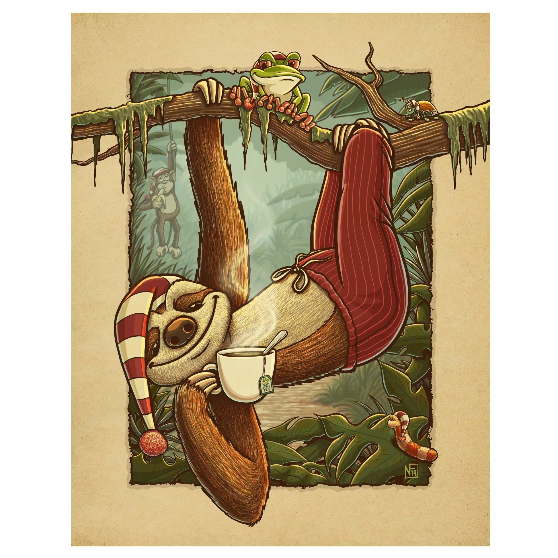 "Nap Time" Sloth Limited Edition Print - Nick Fasnacht Illustration & Design