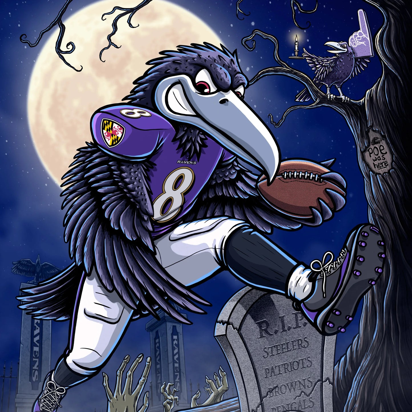 "Nevermore" Ravens Football Limited Edition Print - Nick Fasnacht Illustration & Design