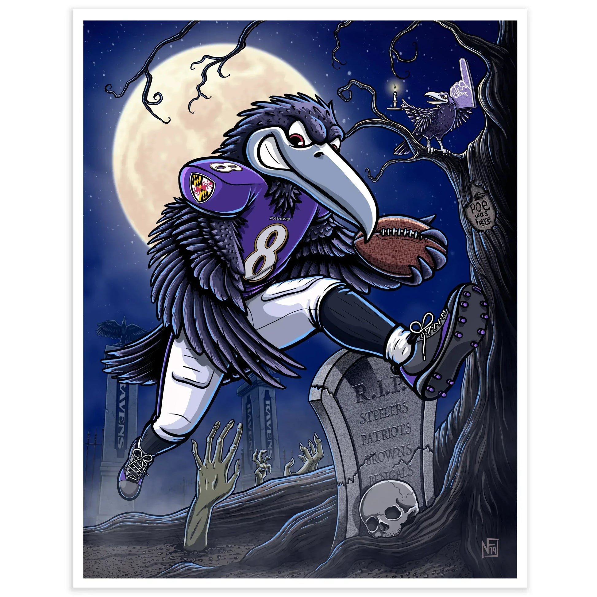 "Nevermore" Ravens Football Limited Edition Print - Nick Fasnacht Illustration & Design