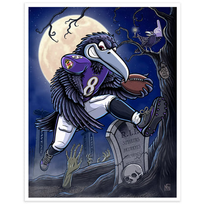 "Nevermore" Ravens Football Limited Edition Print - Nick Fasnacht Illustration & Design