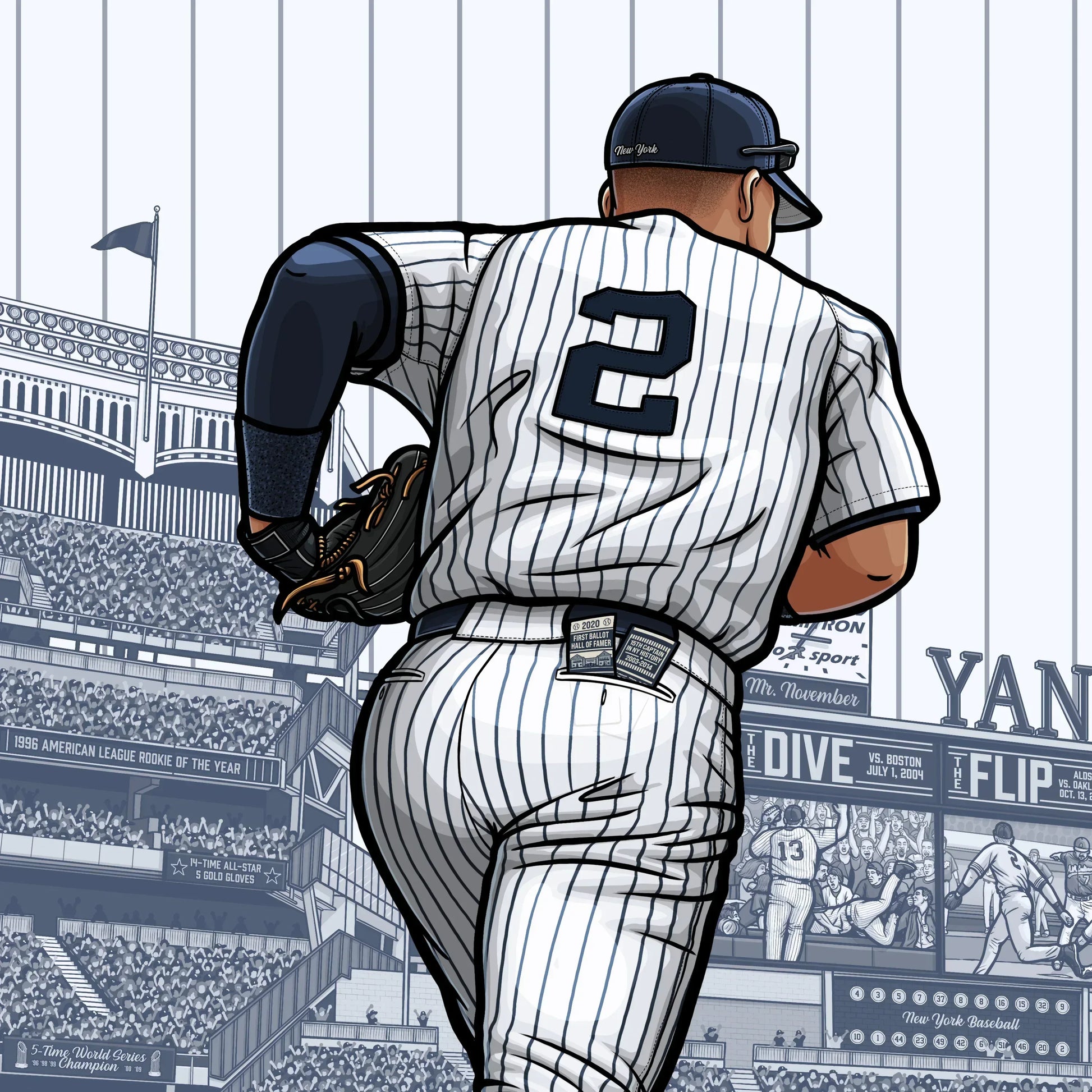 "The Captain" New York Yankees Baseball Limited Edition Print - Nick Fasnacht Illustration & Design