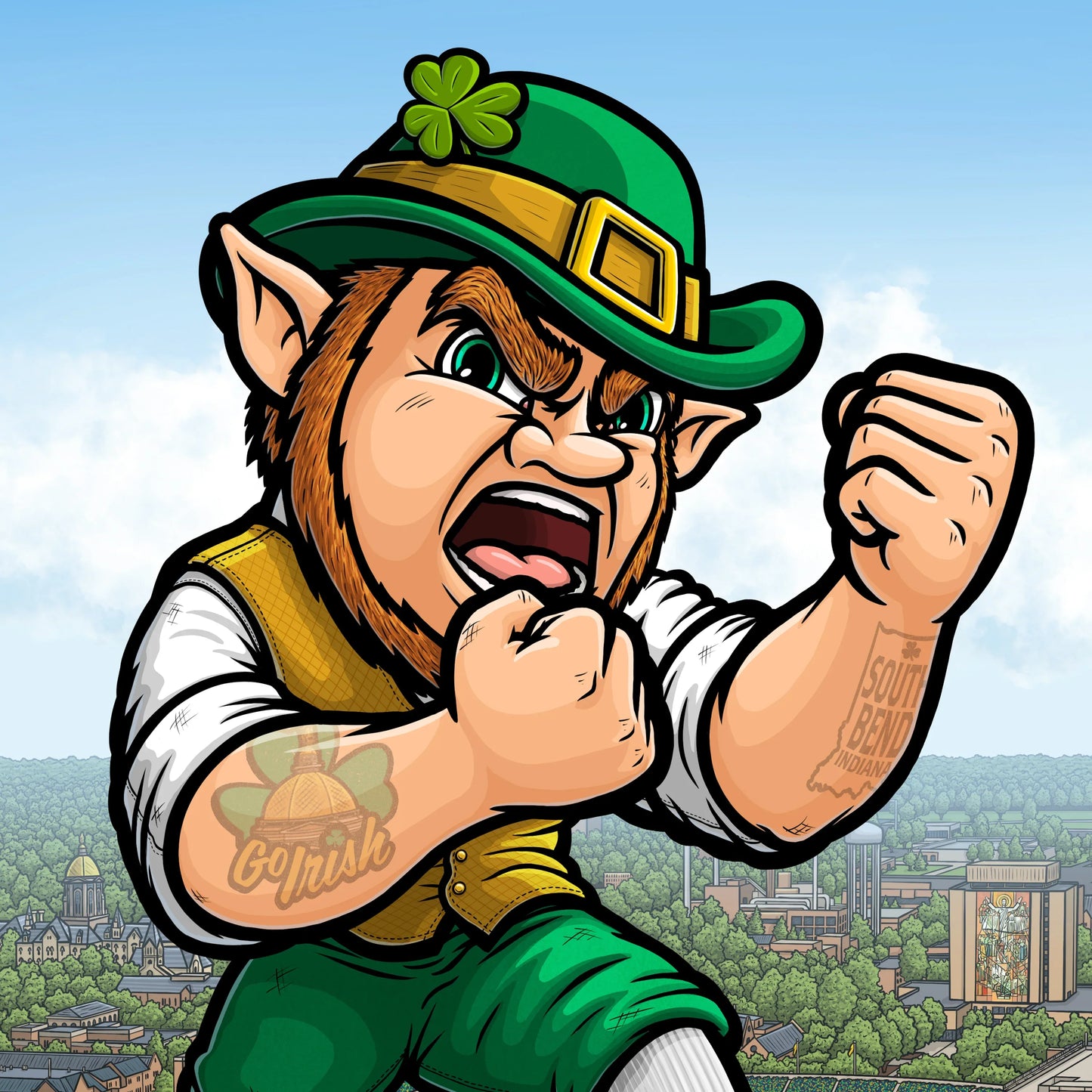 "Go Irish!" University of Notre Dame Limited Edition Print - Nick Fasnacht Illustration & Design
