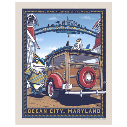 "OCMD" Ocean City, MD Limited Edition Print - Nick Fasnacht Illustration & Design