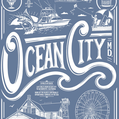 Ocean City, Maryland Vintage Poster Limited Edition Print - Nick Fasnacht Illustration & Design