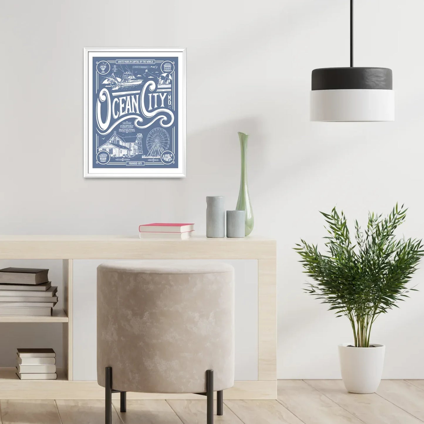 Ocean City, Maryland Vintage Poster Limited Edition Print - Nick Fasnacht Illustration & Design
