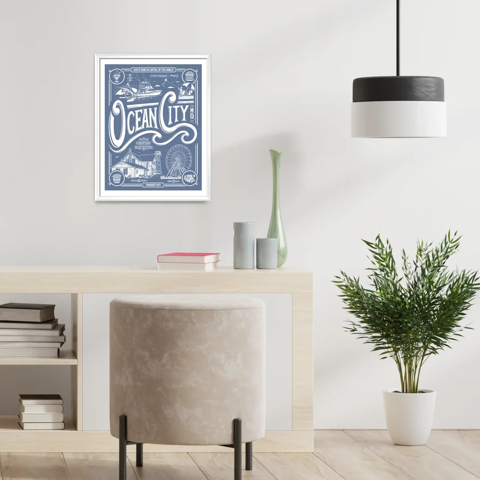 Ocean City, Maryland Vintage Poster Limited Edition Print - Nick Fasnacht Illustration & Design