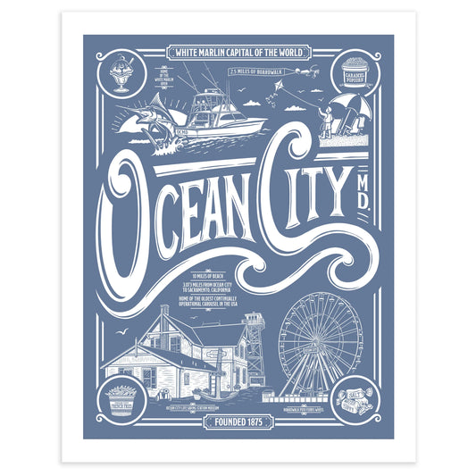 Ocean City, Maryland Vintage Poster Limited Edition Print - Nick Fasnacht Illustration & Design