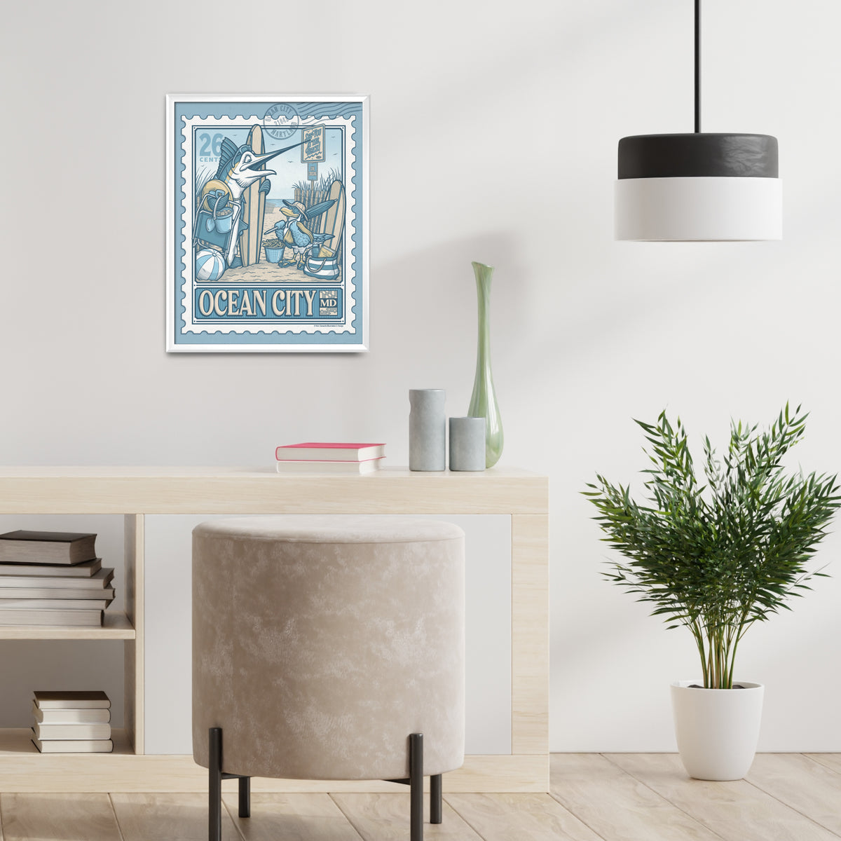Ocean City, Maryland Vintage Stamp Limited Edition Print