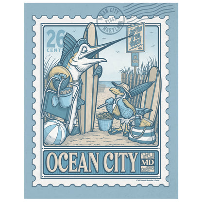 Ocean City, Maryland Vintage Stamp Limited Edition Print