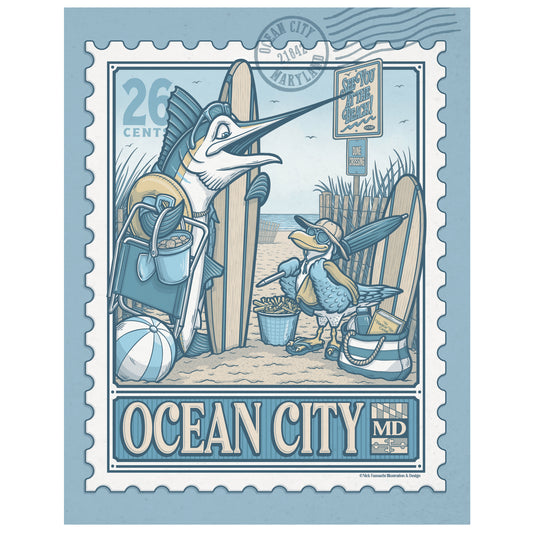 Ocean City, Maryland Vintage Stamp Limited Edition Print