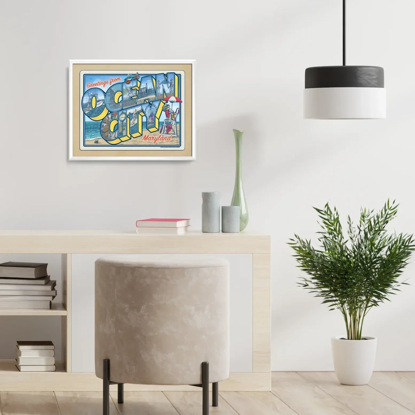 Ocean City, Maryland Vintage Postcard Limited Edition Print - Nick Fasnacht Illustration & Design