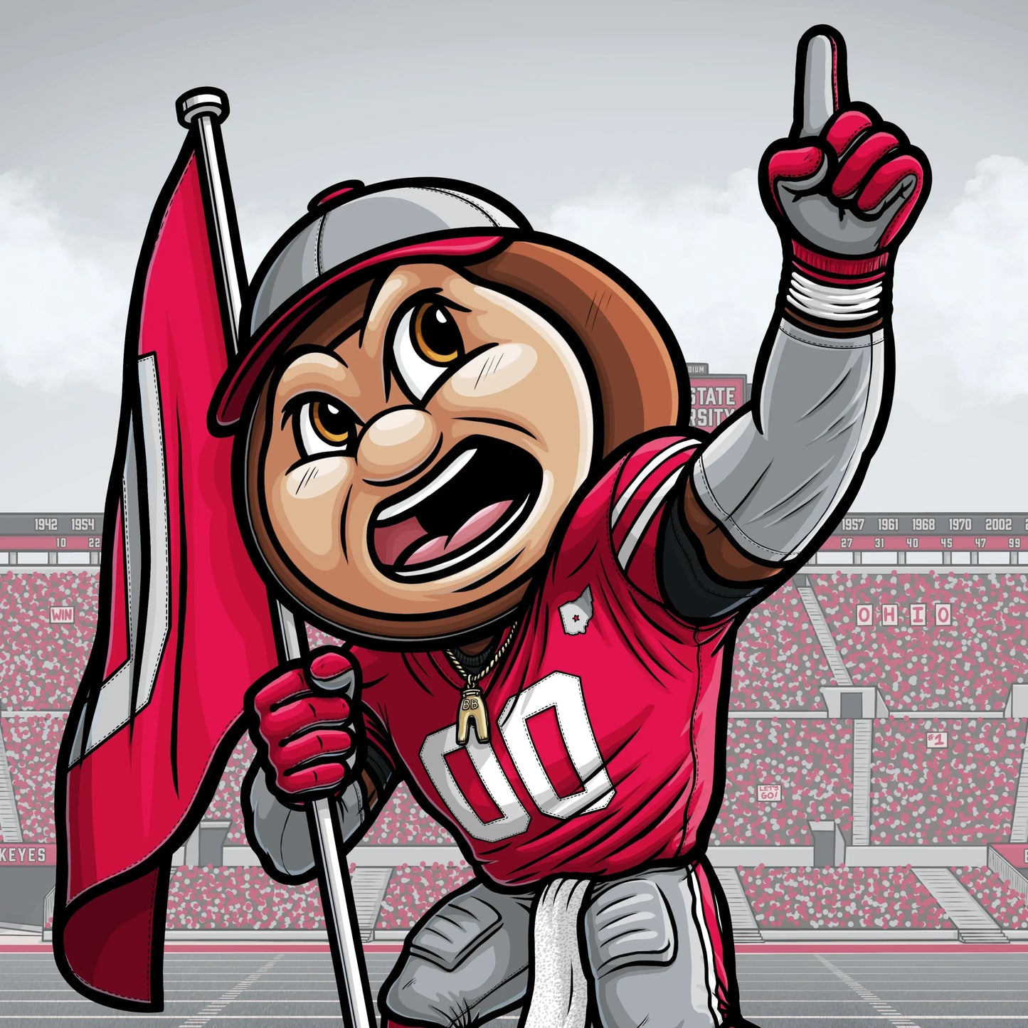 "O-H-I-O!" Ohio State University Limited Edition Print - Nick Fasnacht Illustration & Design