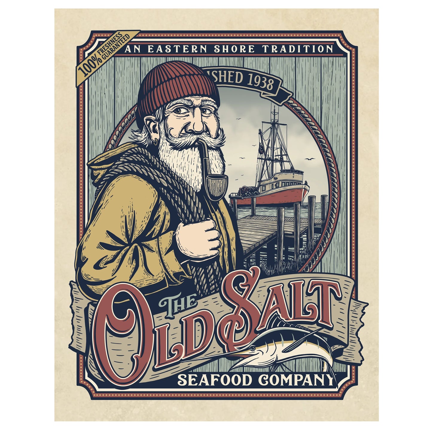 "The Old Salt Seafood Company" Limited Edition Print - Nick Fasnacht Illustration & Design