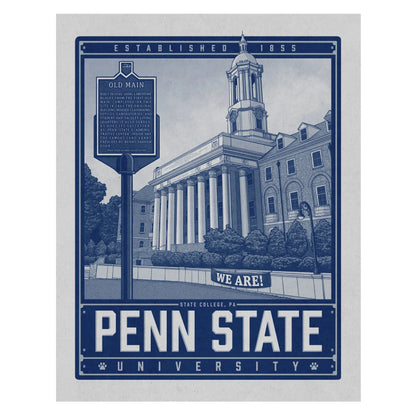 "Old Main" Penn State University Travel Poster Limited Edition Print - Nick Fasnacht Illustration & Design