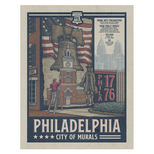 Philadelphia City of Murals Travel Poster Limited Edition Print - Nick Fasnacht Illustration & Design