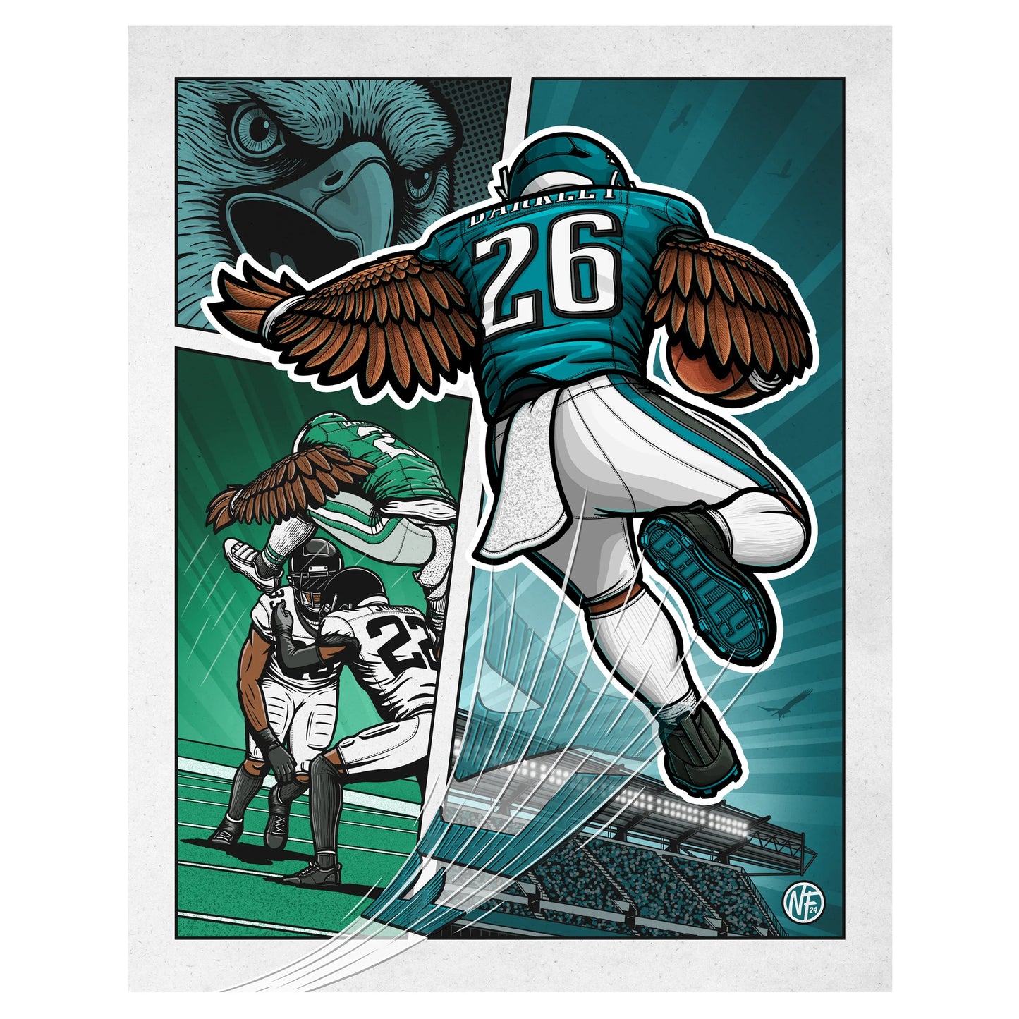 "Fly" Philadelphia Eagles Football Limited Edition Print - Nick Fasnacht Illustration & Design