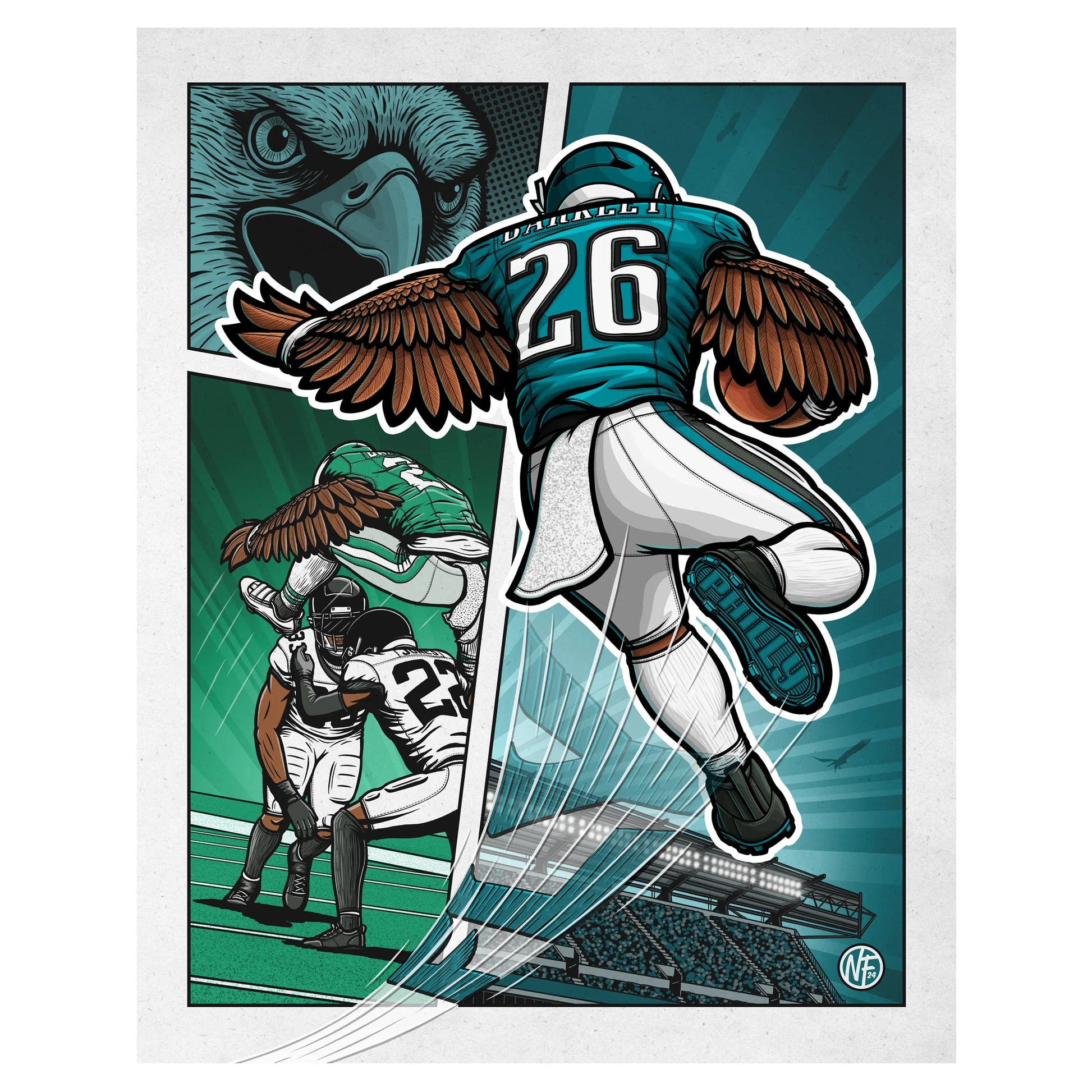 "Fly" Philadelphia Eagles Football Limited Edition Print - Nick Fasnacht Illustration & Design