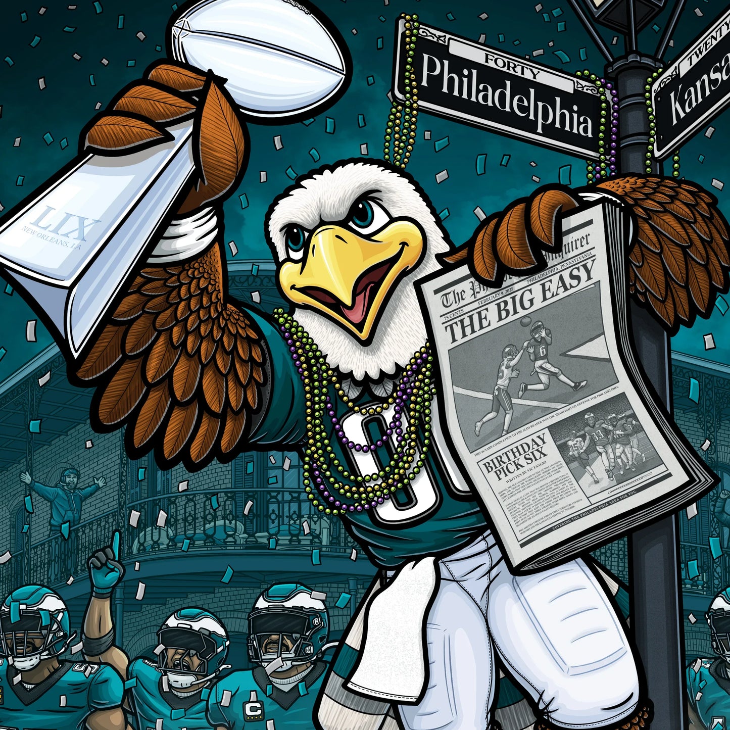 "The Big Easy" Philadelphia Football Print - Nick Fasnacht Illustration & Design