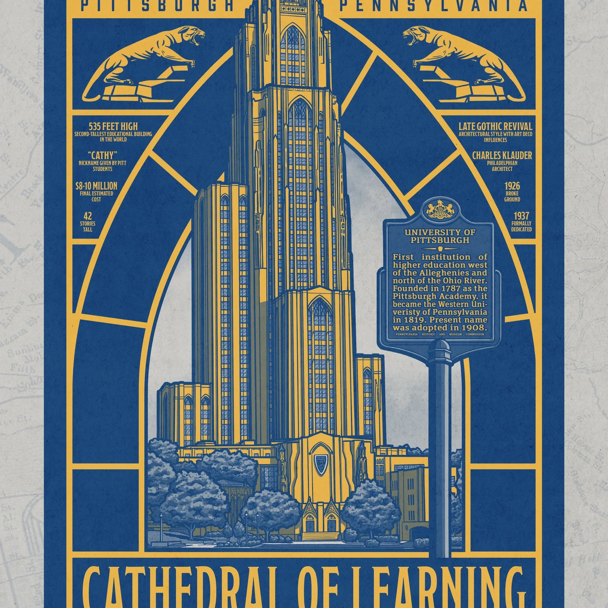 "Cathedral of Learning" University of Pittsburgh Limited Edition Print - Nick Fasnacht Illustration & Design