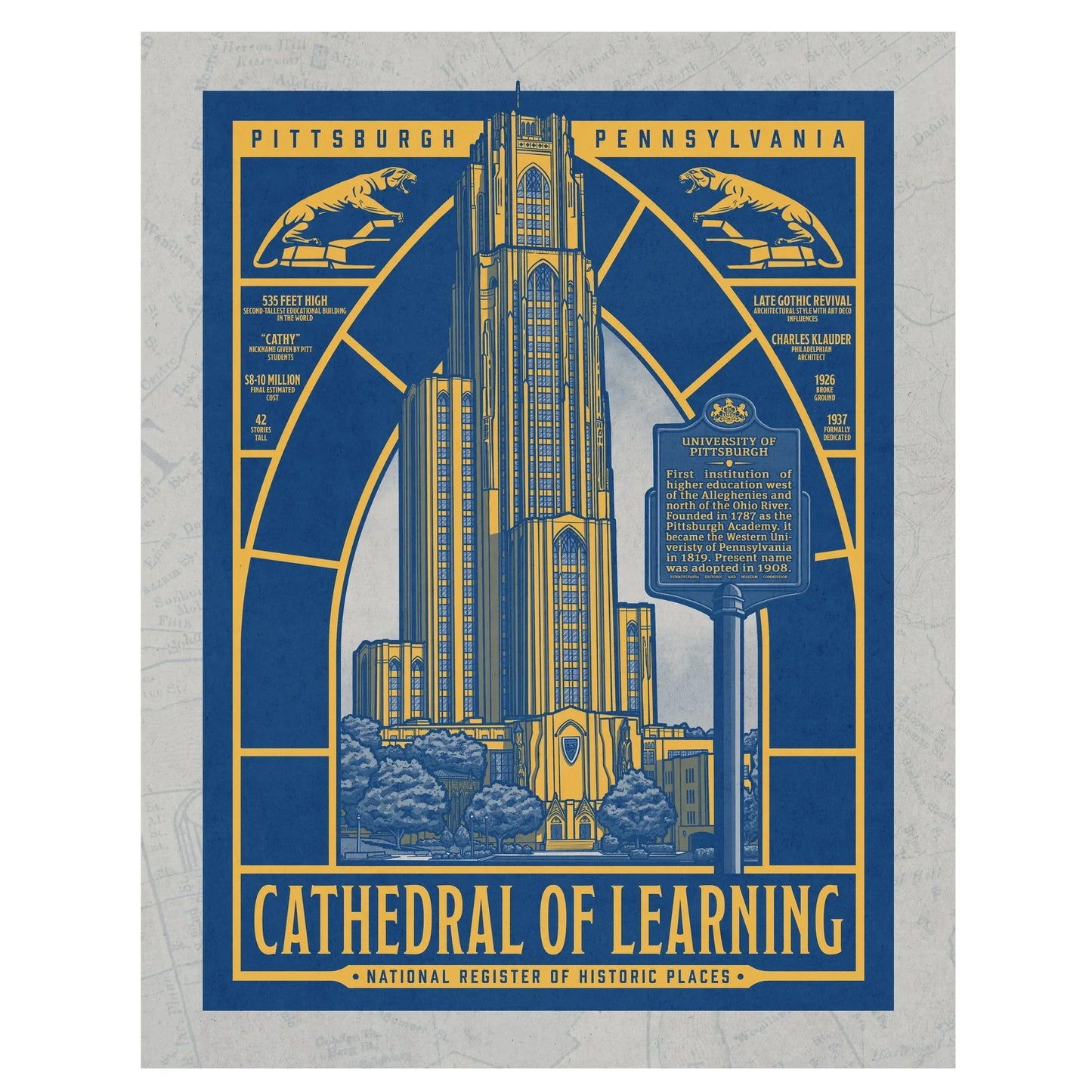 "Cathedral of Learning" University of Pittsburgh Limited Edition Print - Nick Fasnacht Illustration & Design