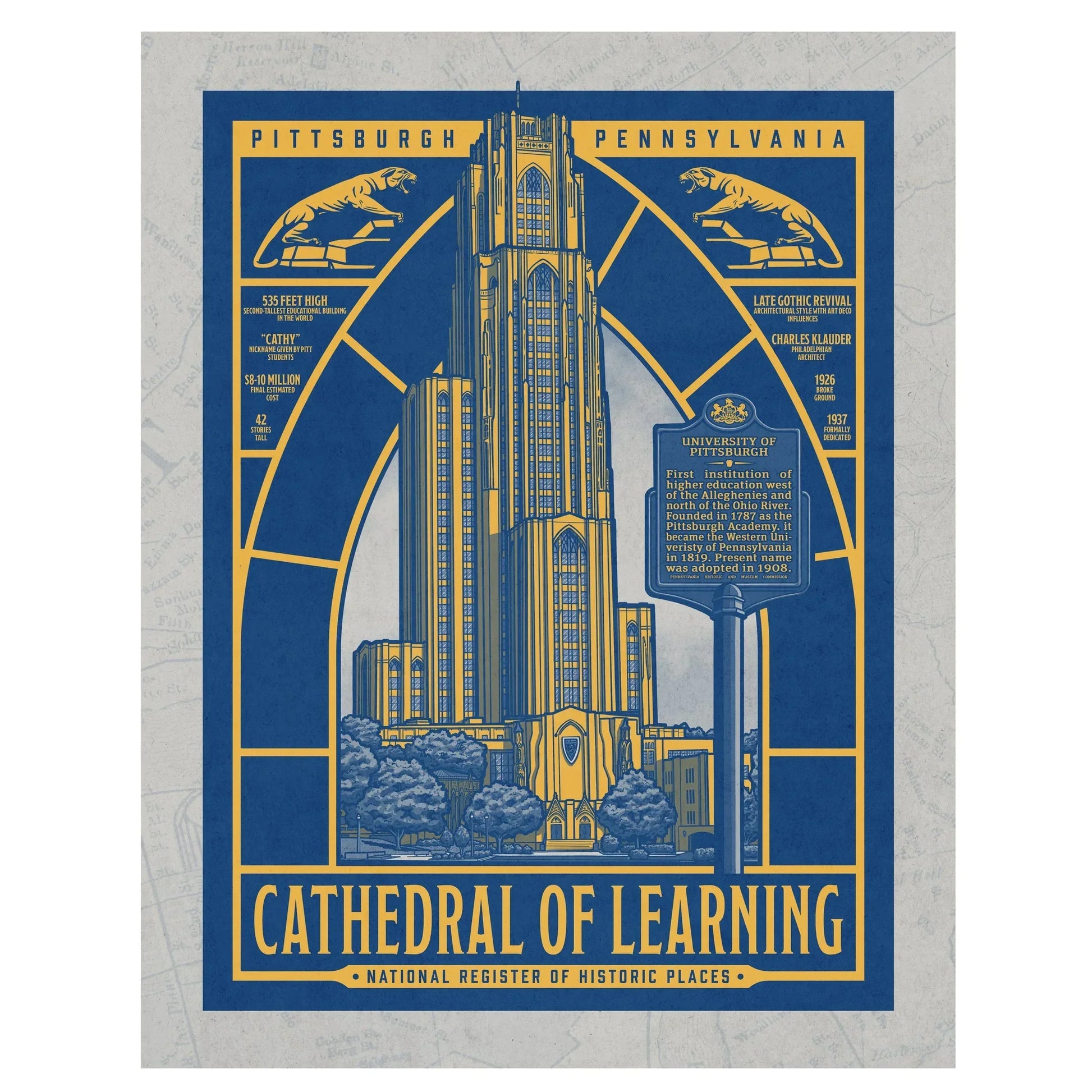 "Cathedral of Learning" University of Pittsburgh Limited Edition Print - Nick Fasnacht Illustration & Design