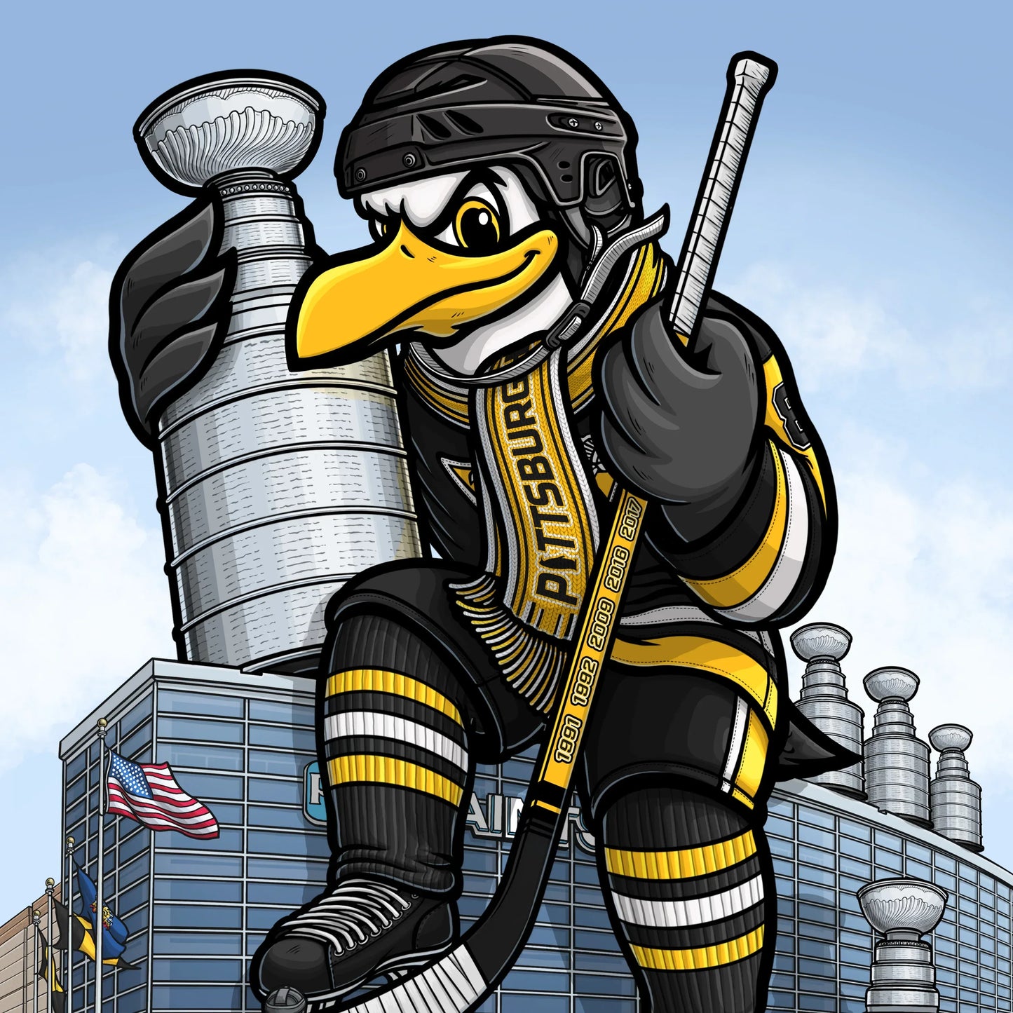 "Let's Go Pens!" Hockey Limited Edition Print - Nick Fasnacht Illustration & Design
