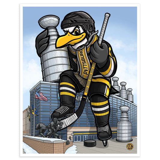 "Let's Go Pens!" Hockey Limited Edition Print - Nick Fasnacht Illustration & Design