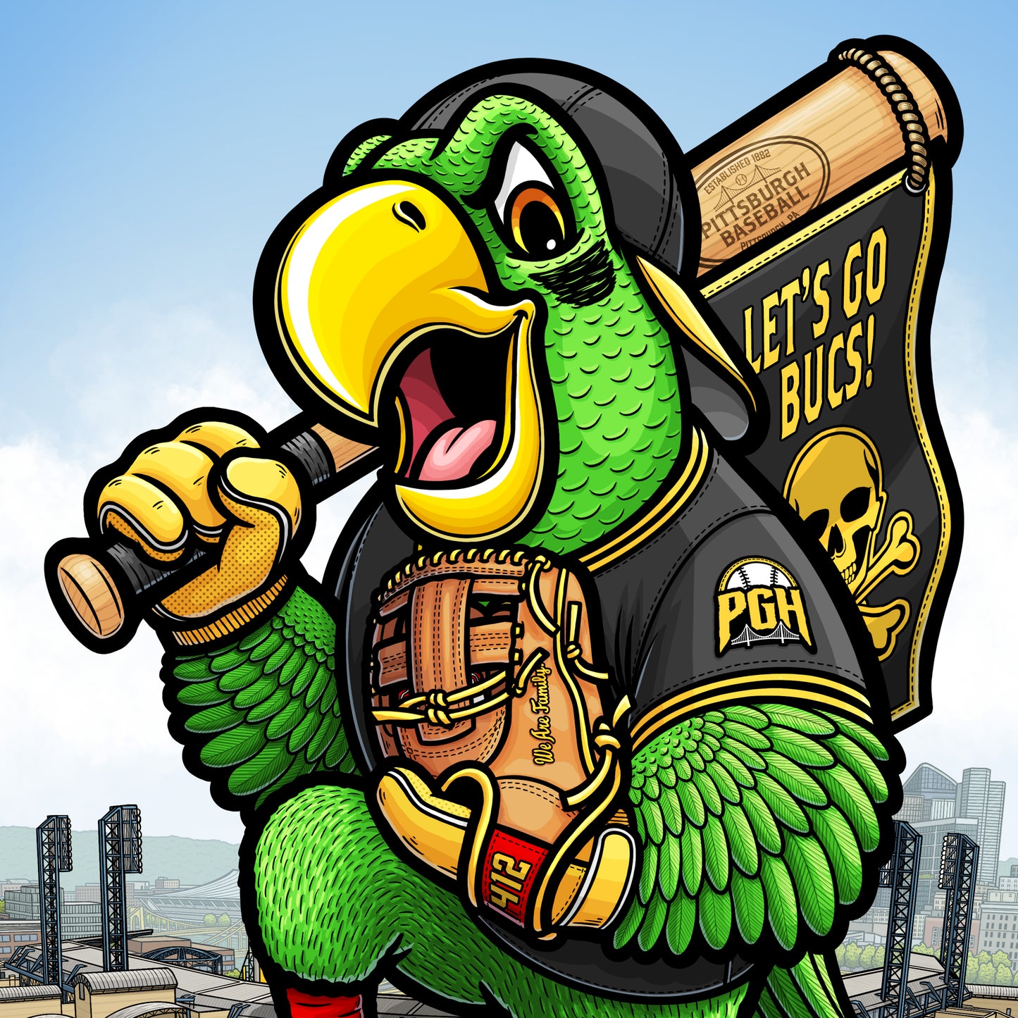 "Let's Go Bucs!" Pittsburgh Baseball Limited Edition Print