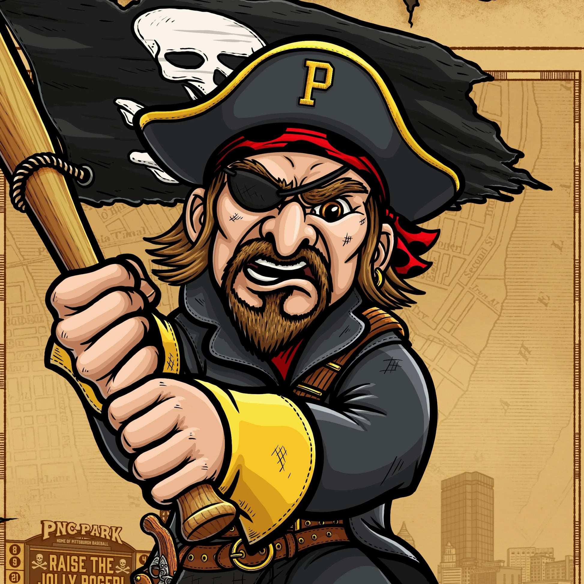 "Raise the Jolly Roger!" Pittsburgh Baseball Limited Edition Print - Nick Fasnacht Illustration & Design