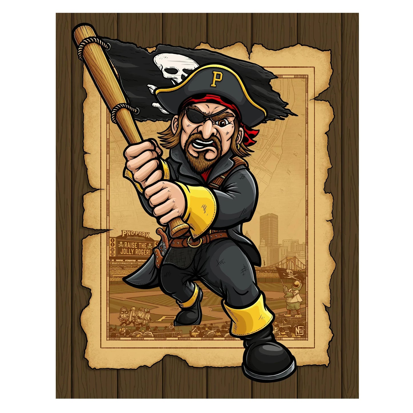 "Raise the Jolly Roger!" Pittsburgh Baseball Limited Edition Print - Nick Fasnacht Illustration & Design