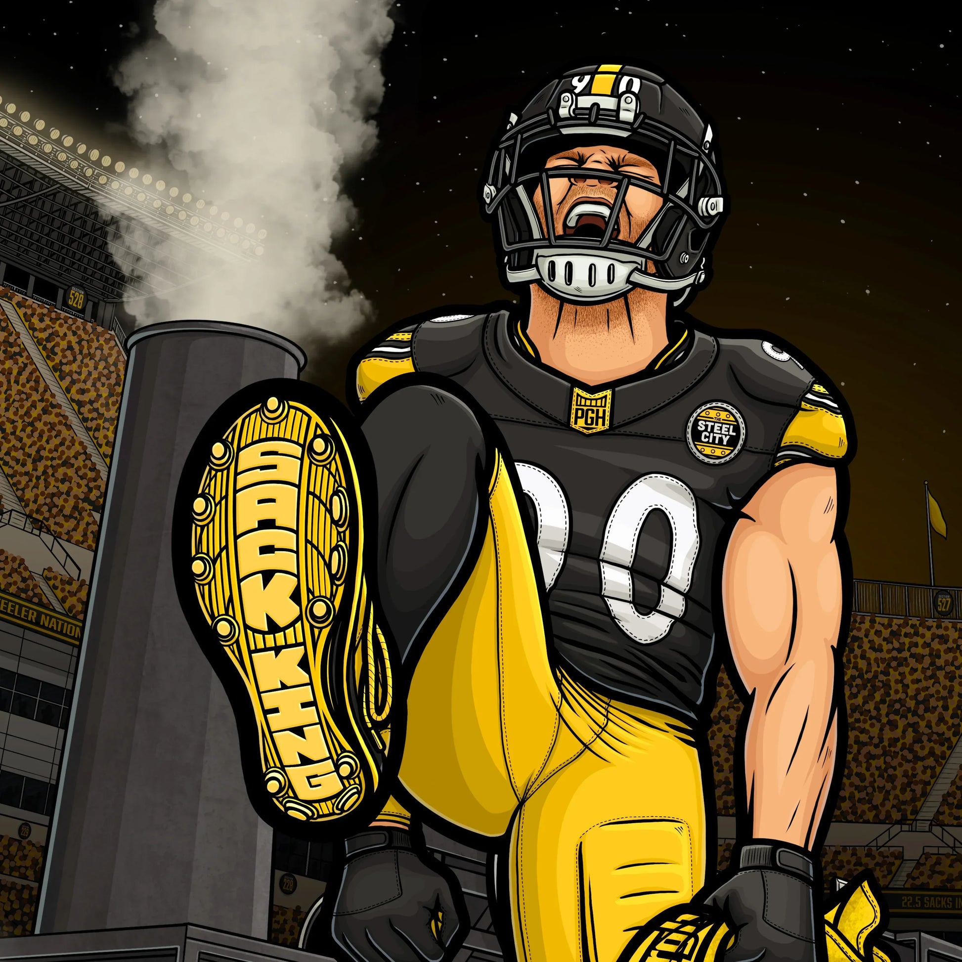 "Sack King" Pittsburgh Football Limited Edition Print - Nick Fasnacht Illustration & Design