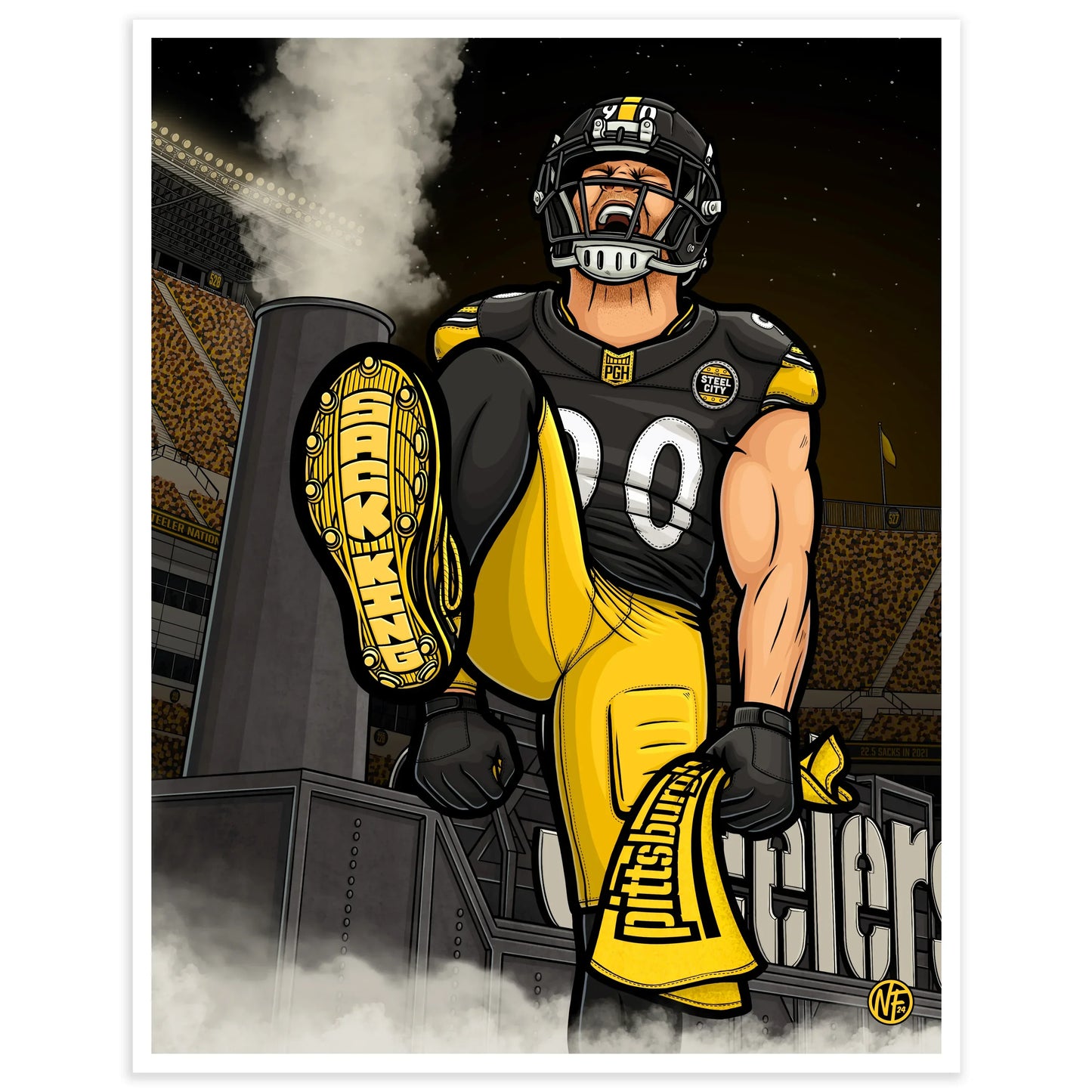 "Sack King" Pittsburgh Football Limited Edition Print - Nick Fasnacht Illustration & Design
