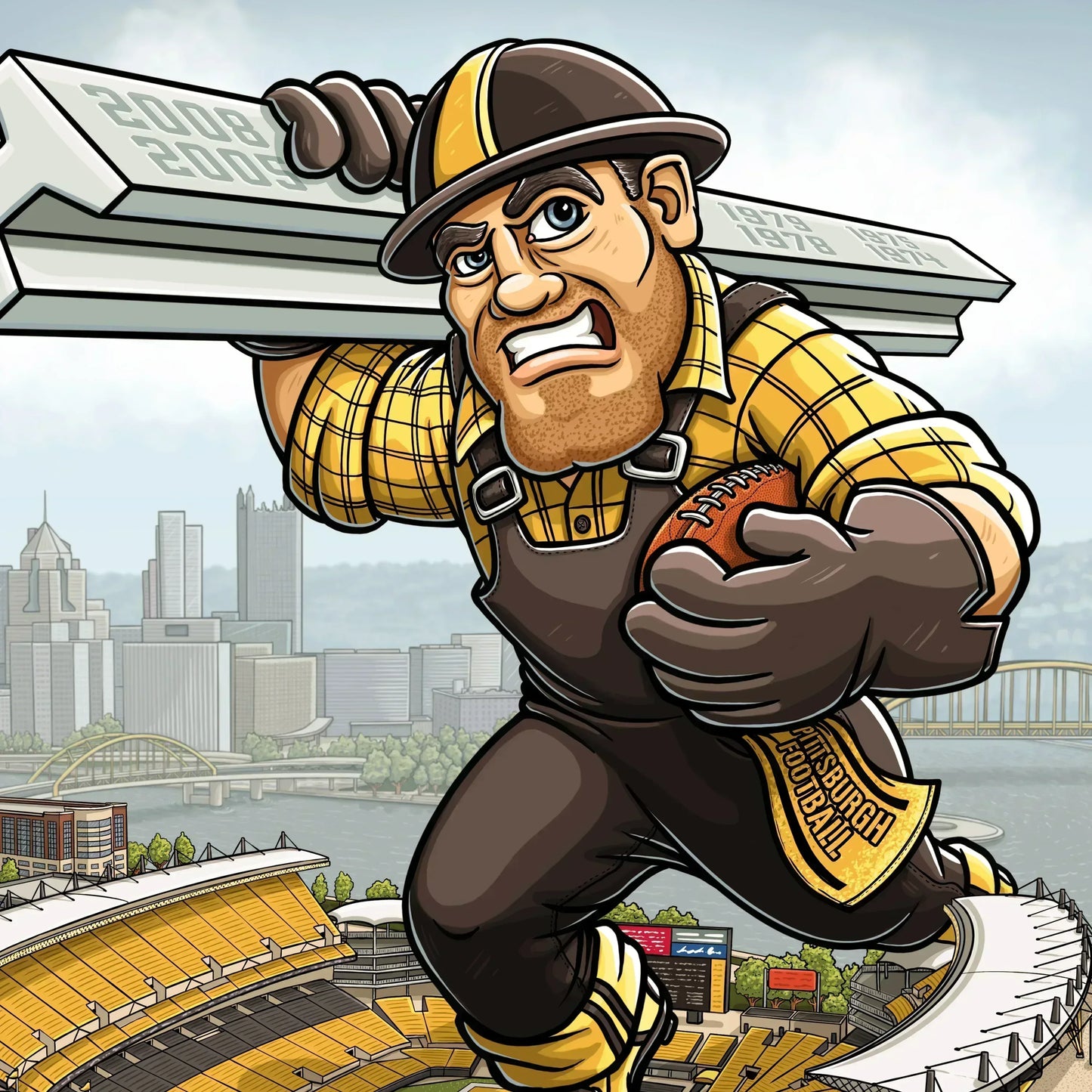 "The Black and Gold" Pittsburgh Football Limited Edition Print - Nick Fasnacht Illustration & Design