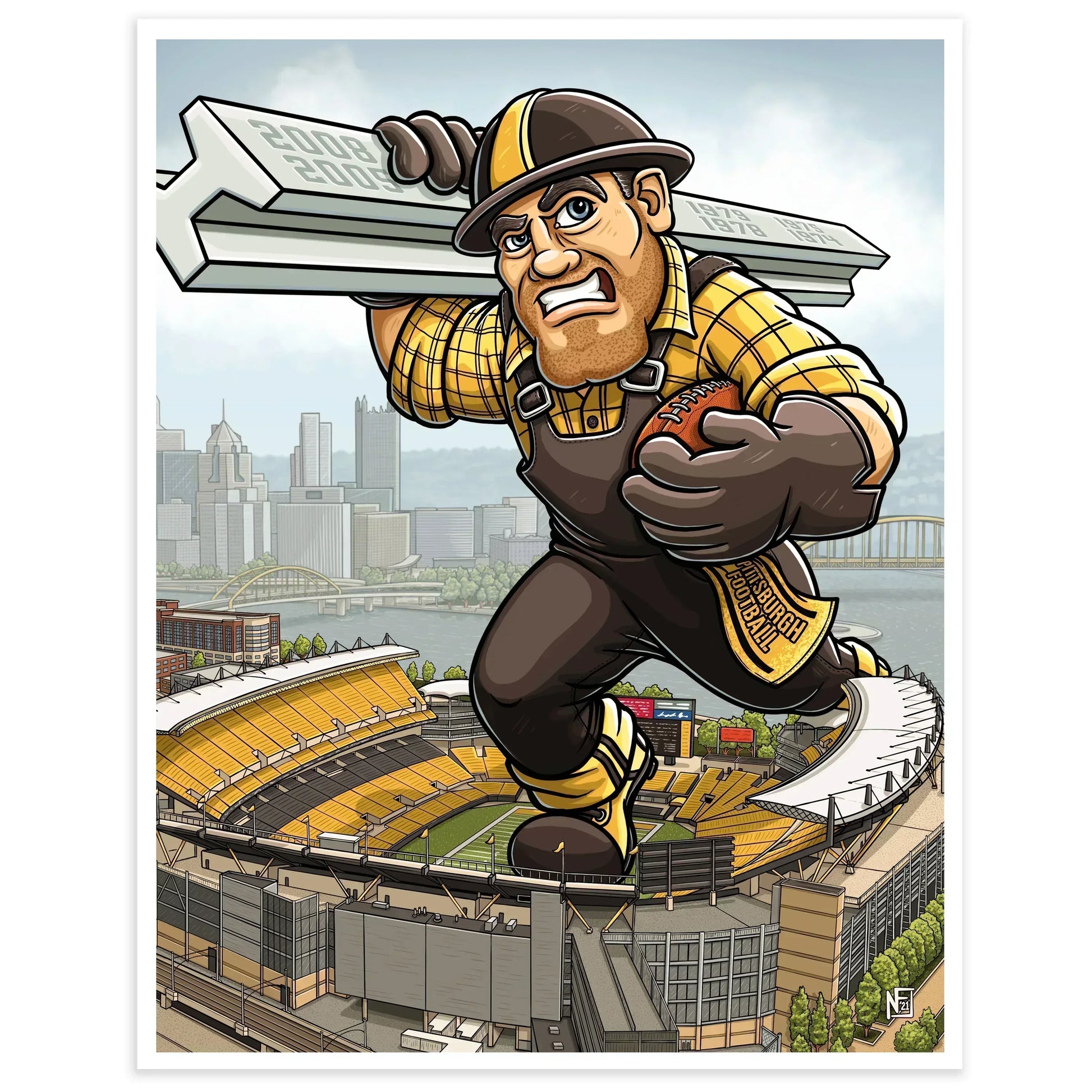 "The Black and Gold" Pittsburgh Football Limited Edition Print - Nick Fasnacht Illustration & Design