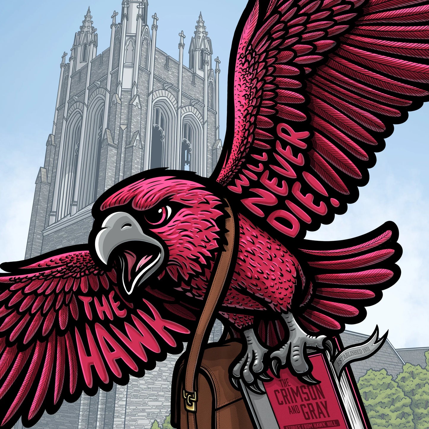 "Hawk Hill" Saint Joseph's University Limited Edition Print - Nick Fasnacht Illustration & Design