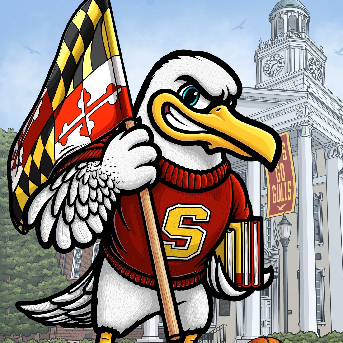 "Go Gulls!" Salisbury University Limited-Edition Print - Nick Fasnacht Illustration & Design