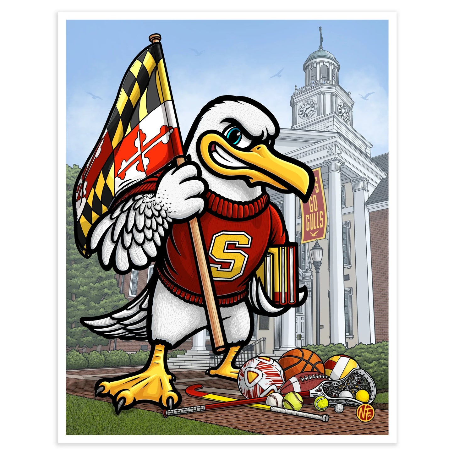 "Go Gulls!" Salisbury University Limited-Edition Print - Nick Fasnacht Illustration & Design