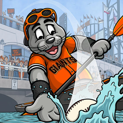 "Splash Hit" San Francisco Baseball Limited Edition Print - Nick Fasnacht Illustration & Design