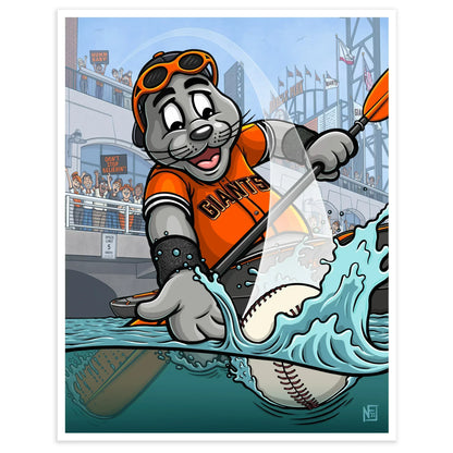 "Splash Hit" San Francisco Baseball Limited Edition Print - Nick Fasnacht Illustration & Design