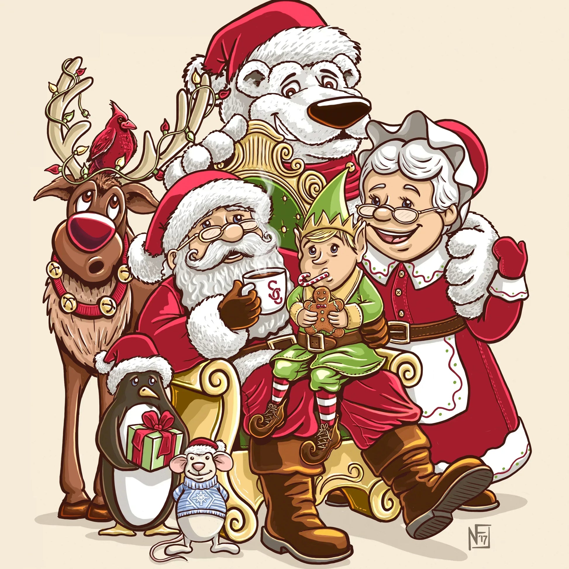 "Santa's Family Photo" Christmas Print - Nick Fasnacht Illustration & Design