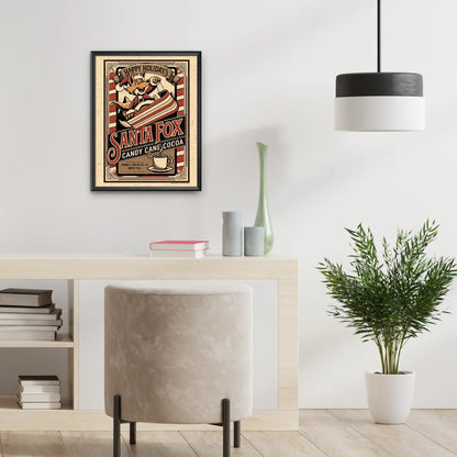 "Santa Fox Candy Cane Cocoa" Christmas Print - Nick Fasnacht Illustration & Design