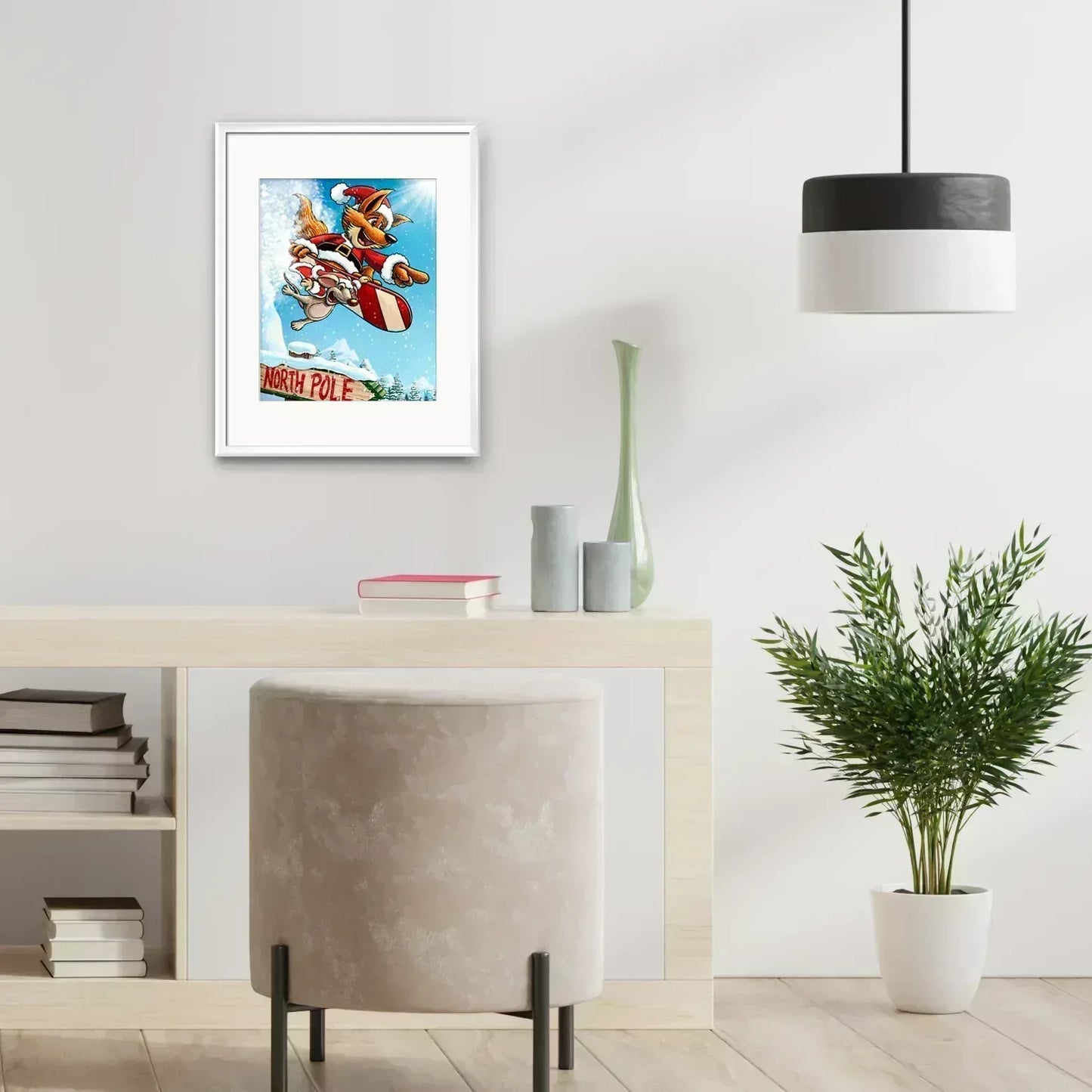 "Snowboarding Santa Fox" Christmas Print - Nick Fasnacht Illustration & Design