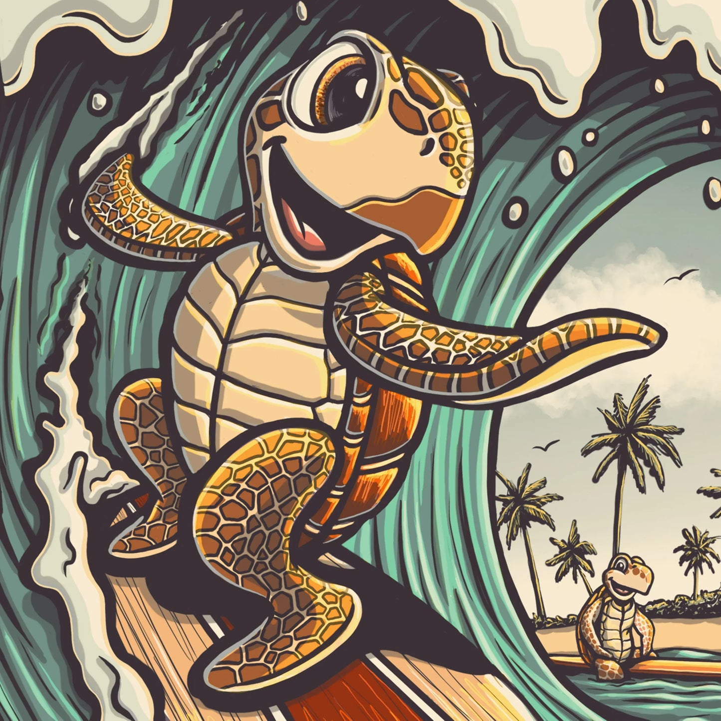 "Surfin' Sea Turtle" Limited Edition Print - Nick Fasnacht Illustration & Design