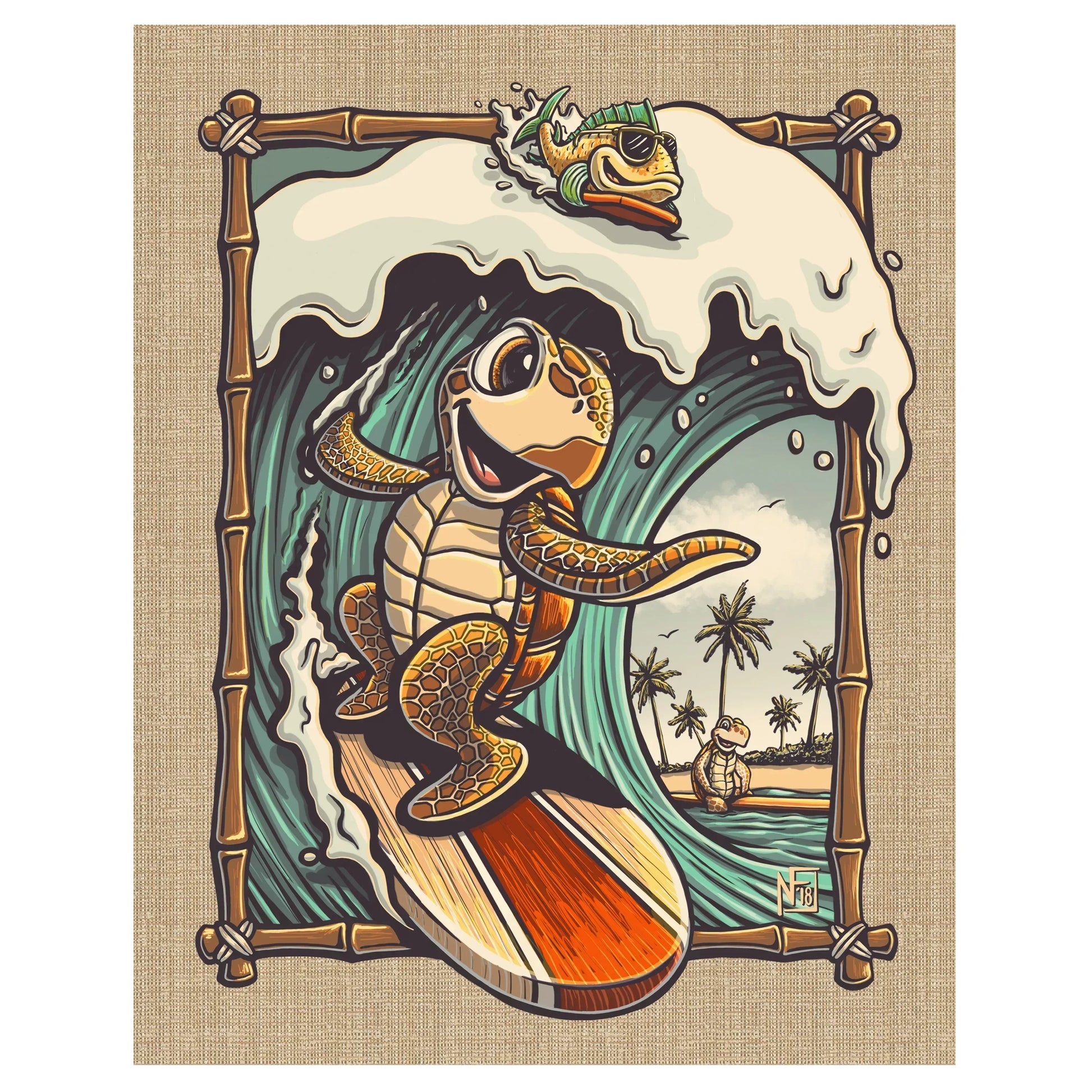 "Surfin' Sea Turtle" Limited Edition Print - Nick Fasnacht Illustration & Design