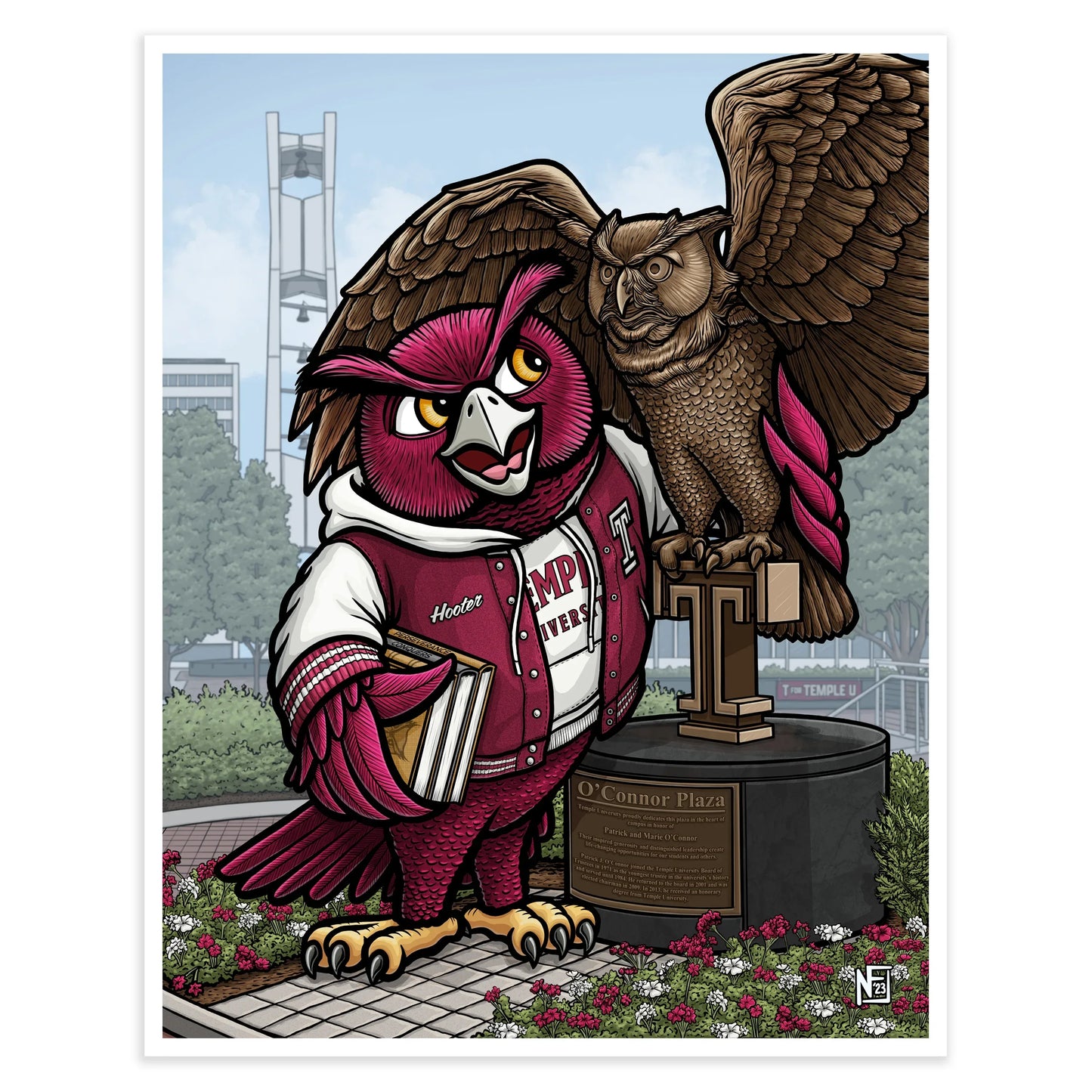 "T for Temple U" Temple University Limited Edition Print - Nick Fasnacht Illustration & Design